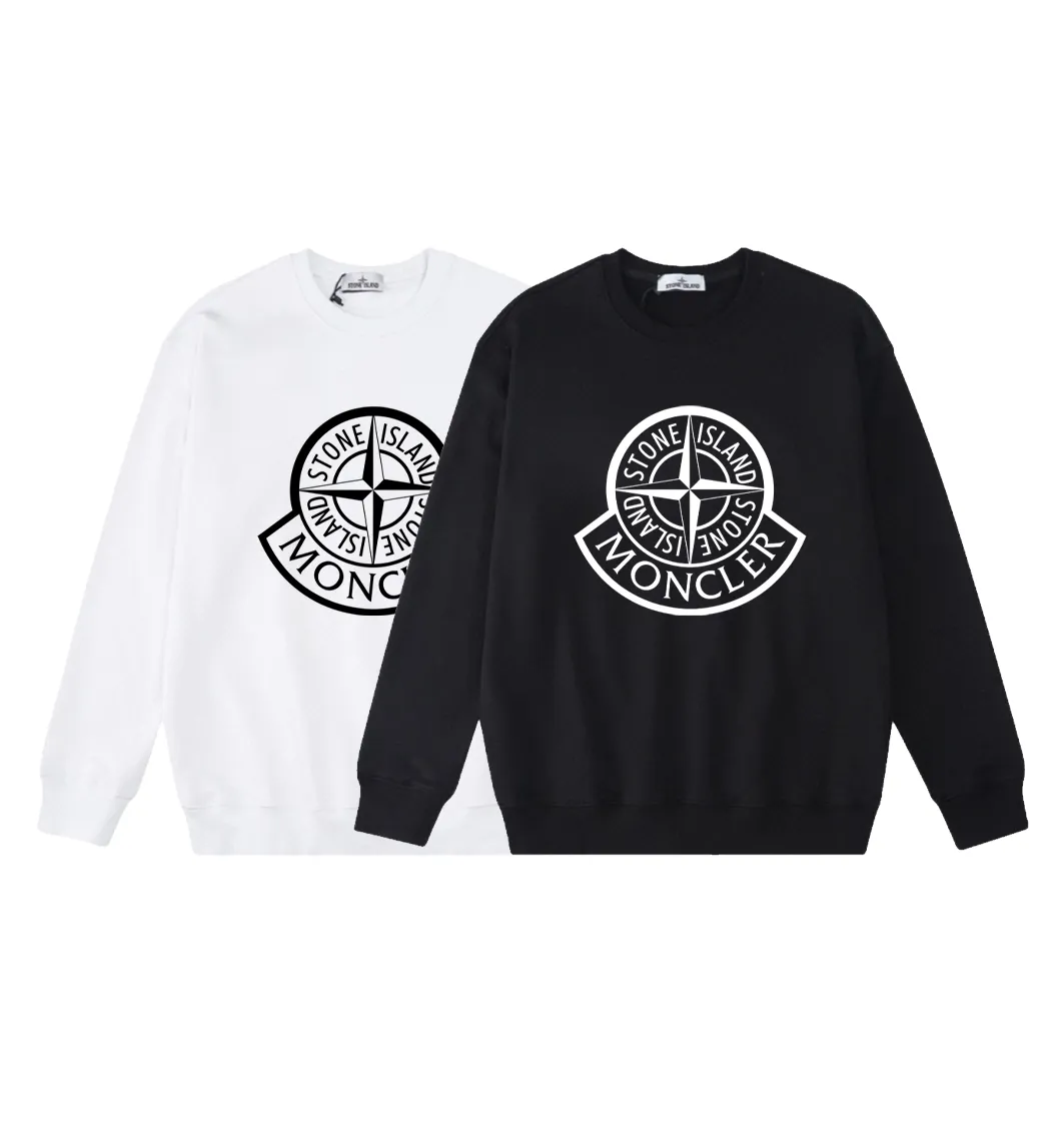 W825#P160💰 Stone Island Stone Island co-branded masked logo round neck printed long-sleeved sweatshirt! Versatile base round neck sweatshirt for couples! Simple armband design, customized 1*1 thread (fine texture), 380g double-strand large terry fabric, very good quality, foreign trade craftsmanship, respect the original version! The threads at the cuffs and hem are all original bartacks! The time-consuming and material consumption distinguishes the ordinary version on the market! Tops worn by celebrities from all walks of life on INS, can be matched with couple styles!  Color: Black White Size: M-XXL
